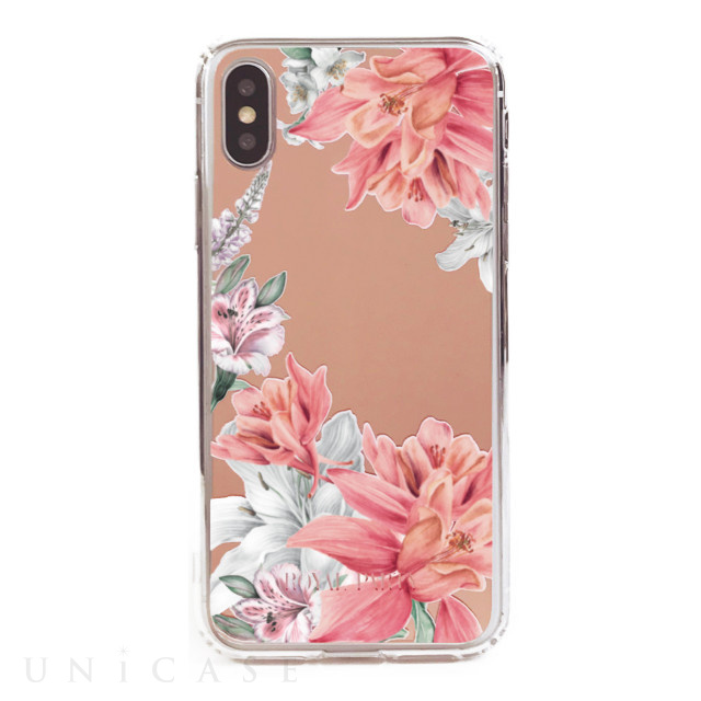 【iPhoneXS/X ケース】ROYAL PARTY ミラー背面ケース (フラワー/ROSE GOLD)