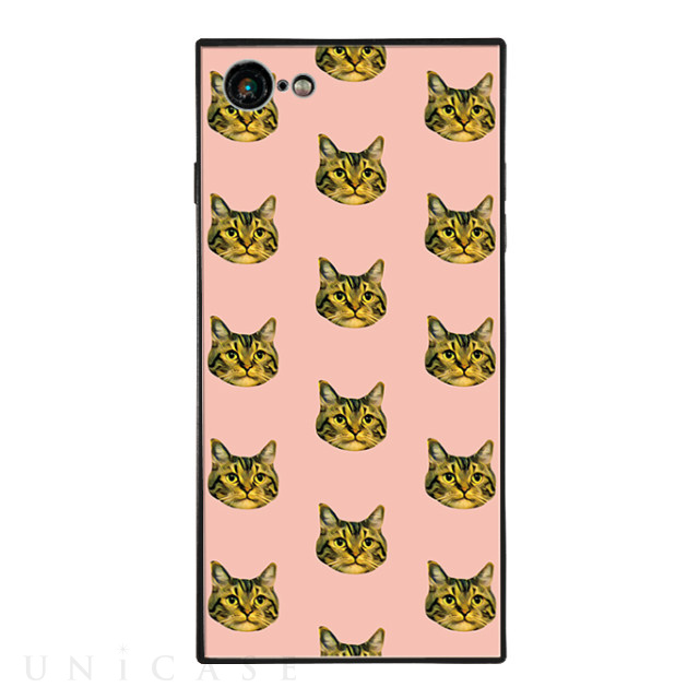 【iPhone8/7 ケース】anniv. スクエア型 ガラスケース (Cat Pattern)