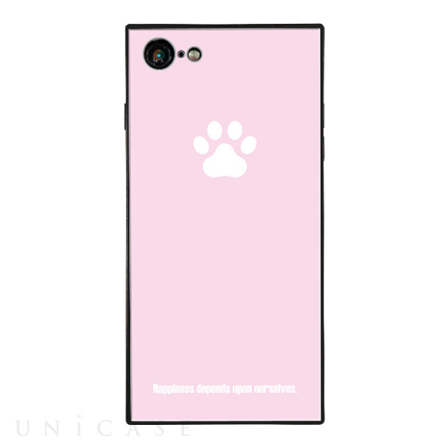 【iPhone8/7 ケース】anniv. スクエア型 ガラスケース (Pad PINK)