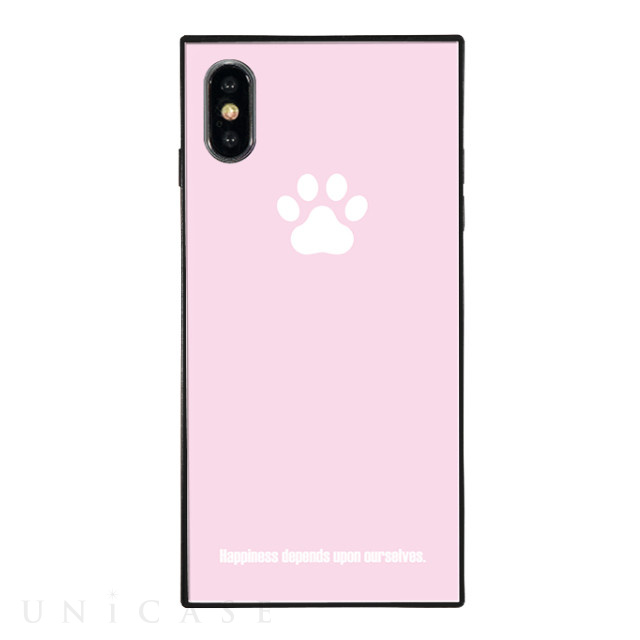 【iPhoneXS/X ケース】anniv. スクエア型 ガラスケース (Pad PINK)