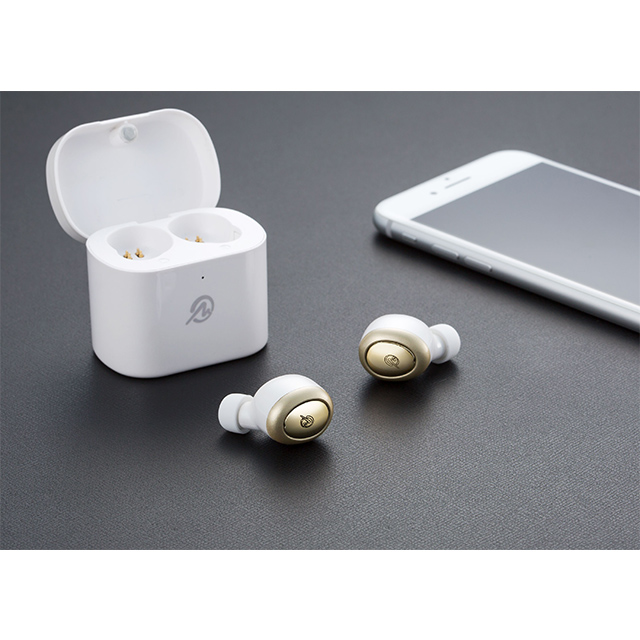 【完全ワイヤレスイヤホン】Bluetooth5.0対応 完全ワイヤレスイヤホン (ホワイト/ゴールド)サブ画像