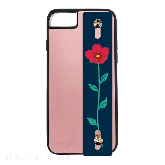 【iPhoneSE(第2世代)/8/7/6s/6 ケース】HAND BELT CASE (PINK×FLOWER)