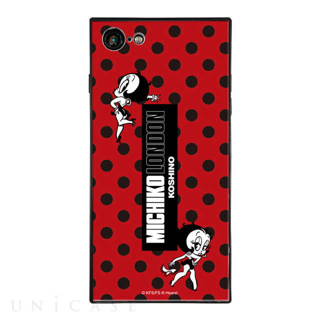 【iPhone8/7 ケース】MICHIKO LONDON×Betty Boop スクエア型 ガラスケース (retro dot)