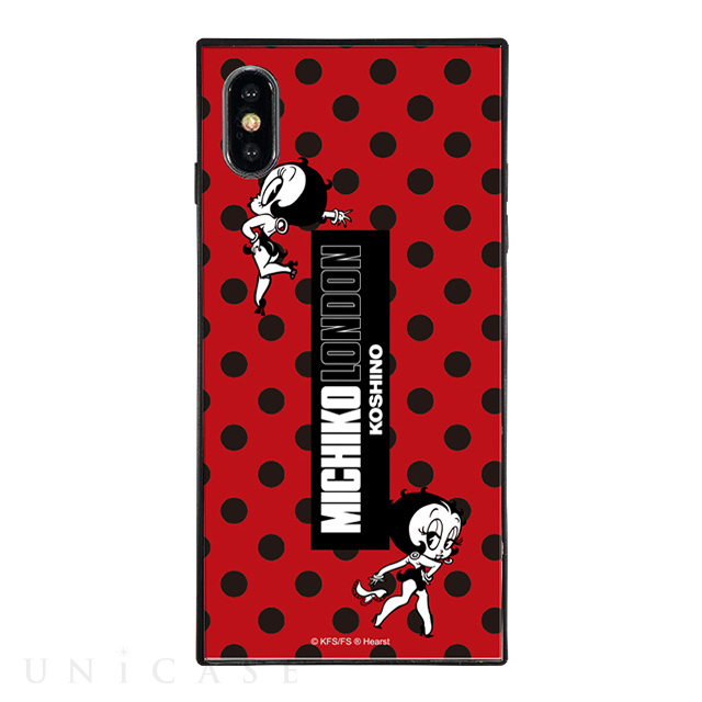 【iPhoneXS/X ケース】MICHIKO LONDON×Betty Boop スクエア型 ガラスケース (retro dot)