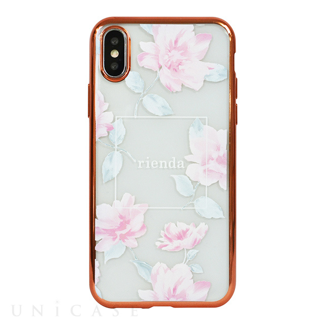 【iPhoneXS/X ケース】rienda メッキクリアケース (Lace Flower/ピンク)