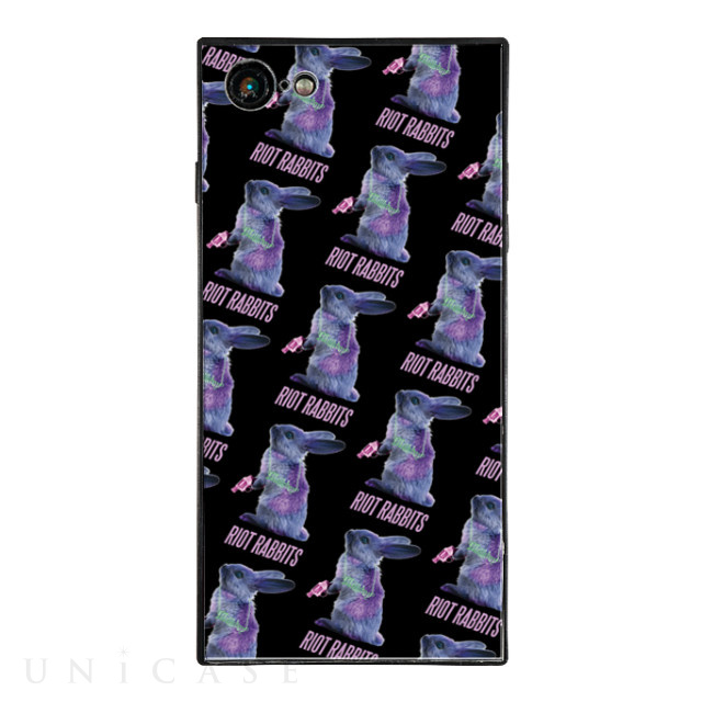 【iPhone8/7 ケース】MILKBOY スクエア型 ガラスケース (Riot Rabbits Pattern BLK)