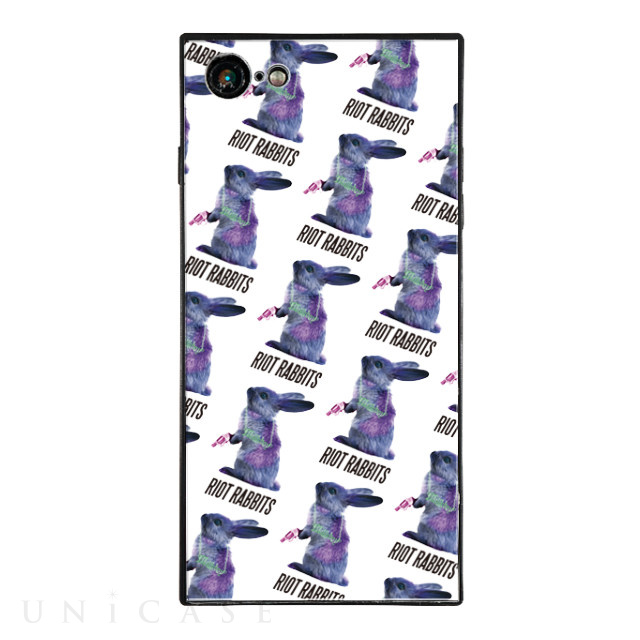 【iPhone8/7 ケース】MILKBOY スクエア型 ガラスケース (Riot Rabbits Pattern WHT)