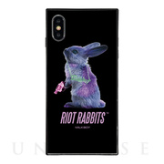 【iPhoneXS/X ケース】MILKBOY スクエア型 ガラスケース (Riot Rabbits BLK)