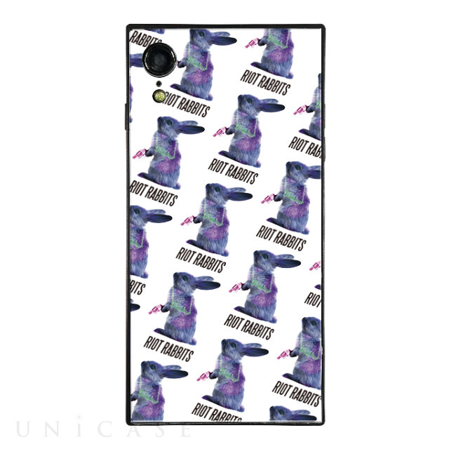 【iPhoneXR ケース】MILKBOY スクエア型 ガラスケース (Riot Rabbits Pattern WHT)