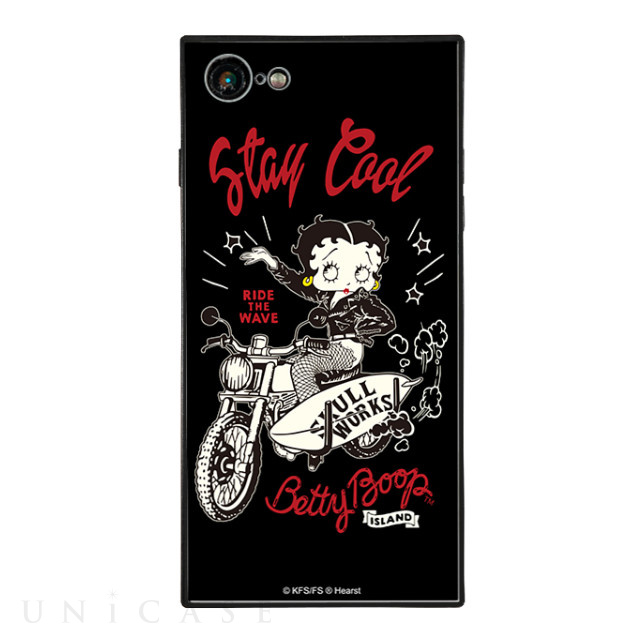 【iPhone8/7 ケース】SKULL WORKS×Betty Boop スクエア型 ガラスケース (BETTY STAY COOL)