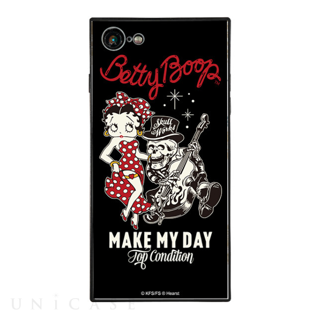 【iPhone8/7 ケース】SKULL WORKS×Betty Boop スクエア型 ガラスケース (BETTY Rock n Roll)