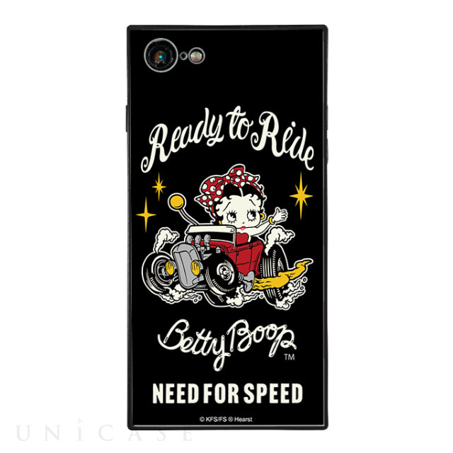 【iPhone8/7 ケース】SKULL WORKS×Betty Boop スクエア型 ガラスケース (HOT ROD BETTY)