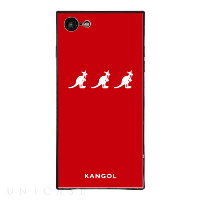 【iPhone8/7 ケース】KANGOL スクエア型 ガラスケース [KANGOL TRIPLE(RED)]