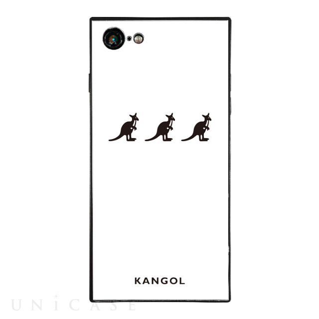 【iPhone8/7 ケース】KANGOL スクエア型 ガラスケース [KANGOL TRIPLE(WHT)]