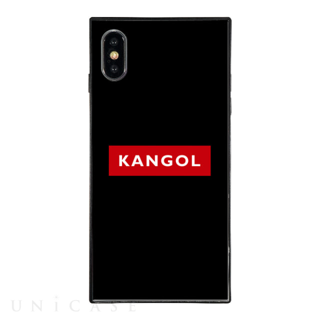 【iPhoneXS/X ケース】KANGOL スクエア型 ガラスケース [KANGOL BOX(RED)]