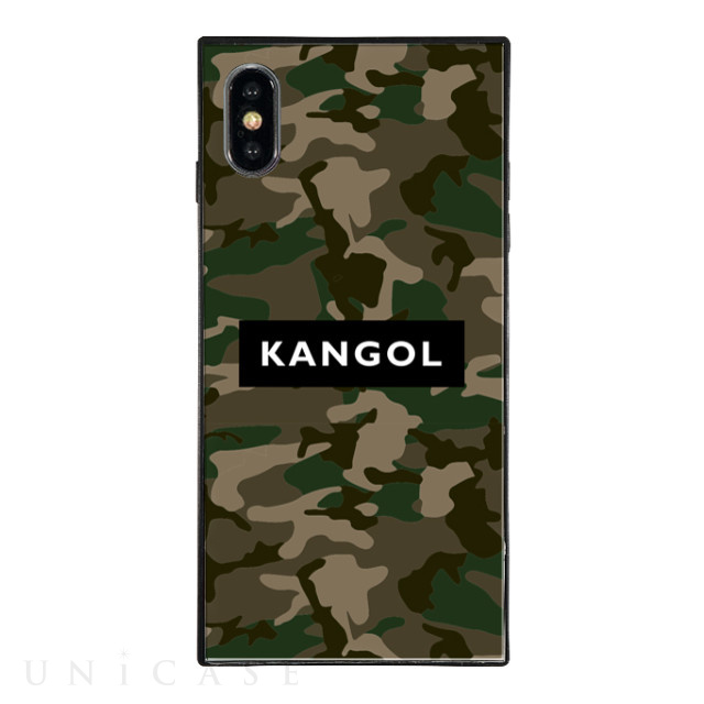 【iPhoneXS/X ケース】KANGOL スクエア型 ガラスケース [KANGOL BOX(BLK)]