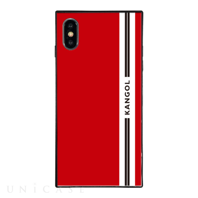 【iPhoneXS/X ケース】KANGOL スクエア型 ガラスケース [KANGOL LINE(RED)]