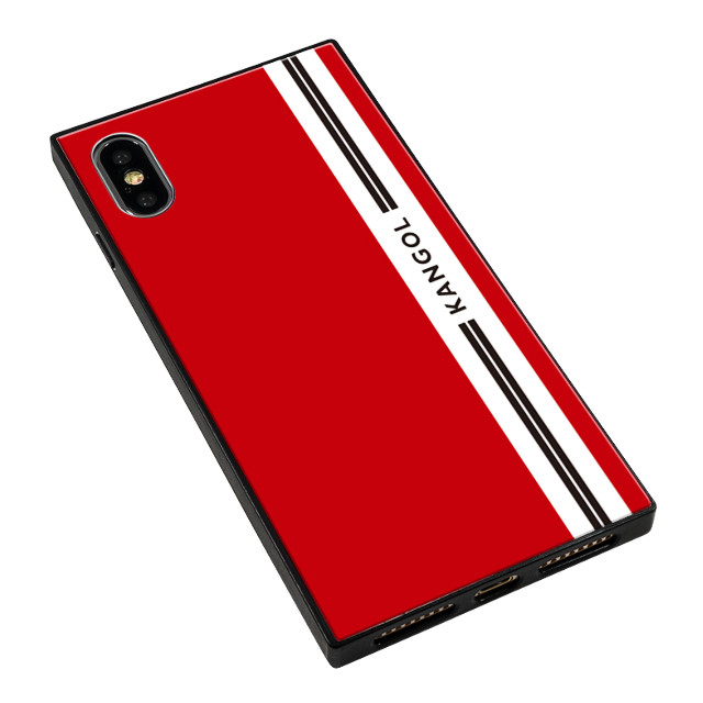 【iPhoneXS/X ケース】KANGOL スクエア型 ガラスケース [KANGOL LINE(RED)]サブ画像