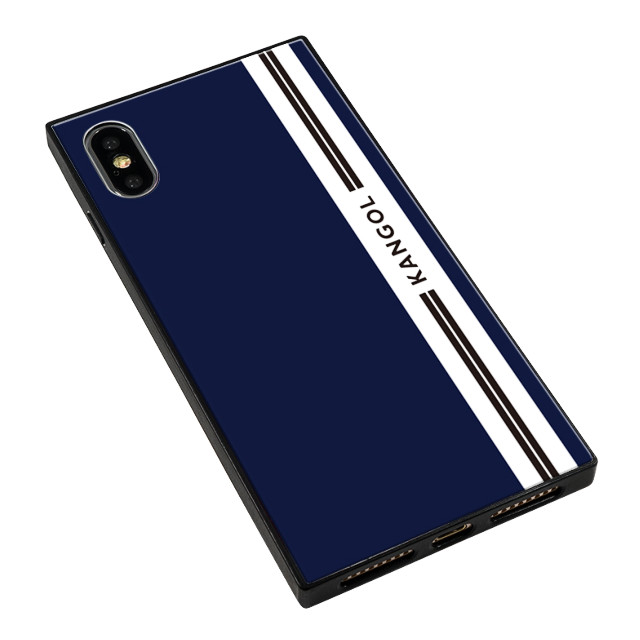 【iPhoneXS/X ケース】KANGOL スクエア型 ガラスケース [KANGOL LINE(NVY)]サブ画像