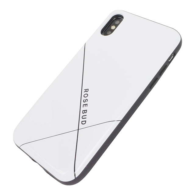 【iPhoneXS/X ケース】ROSE BUD スタンドミラー付きカード収納型背面ケース (ホワイト)サブ画像