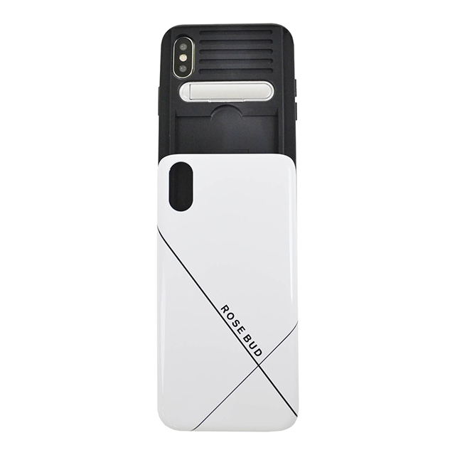 【iPhoneXR ケース】ROSE BUD スタンドミラー付きカード収納型背面ケース (ブラック)サブ画像