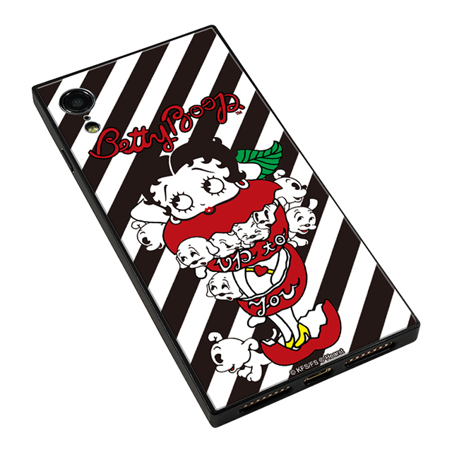 【iPhoneXR ケース】yanagida masami × Betty Boop スクエア型 ガラスケース (モギタテボイスがはにかむゴキゲンベティー Stripe)サブ画像