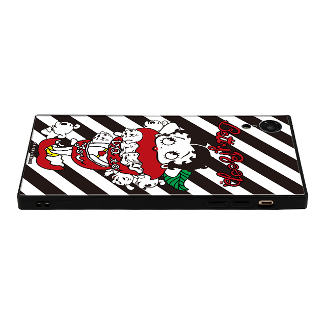 【iPhoneXR ケース】yanagida masami × Betty Boop スクエア型 ガラスケース (モギタテボイスがはにかむゴキゲンベティー Stripe)サブ画像