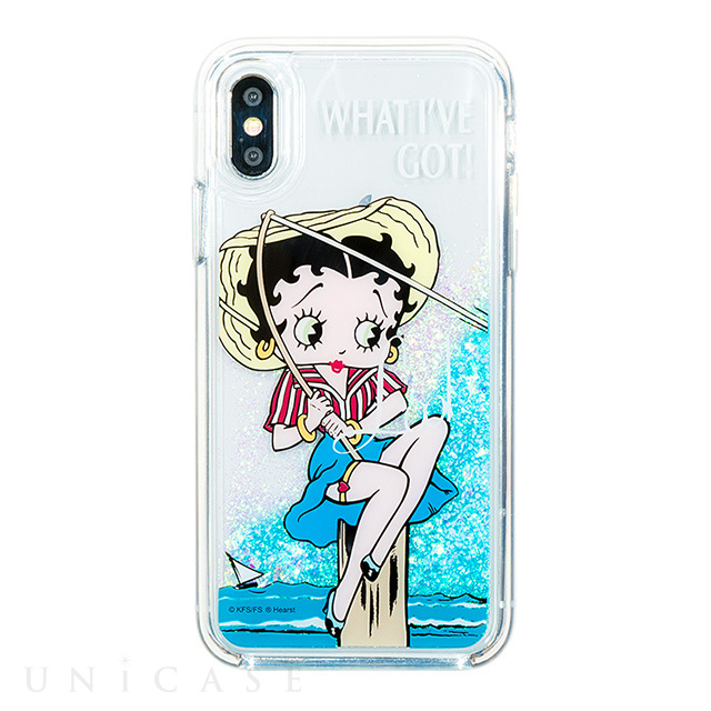 【iPhoneXS/X ケース】Betty Boop グリッターケース (Sea)