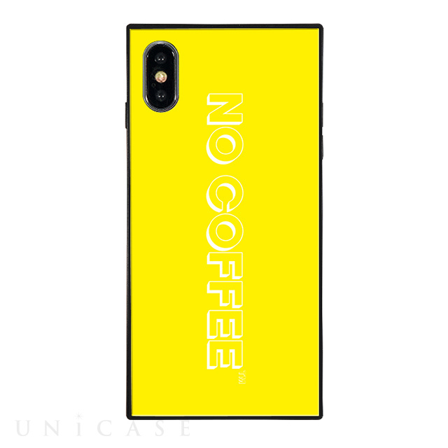 【iPhoneXS/X ケース】NO COFFEE スクエア型 ガラスケース (NC LOGO Yellow White)