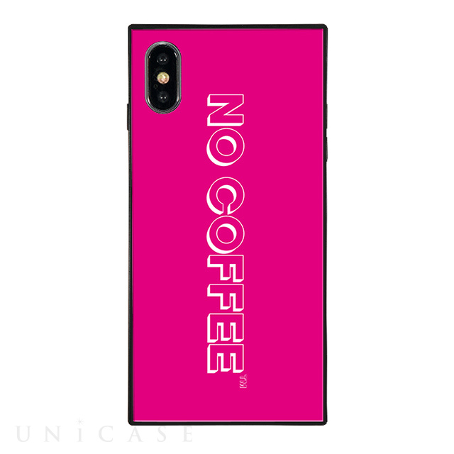 【iPhoneXS/X ケース】NO COFFEE スクエア型 ガラスケース (NC LOGO Pink White)