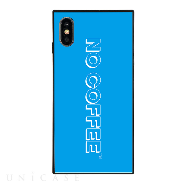 【iPhoneXS/X ケース】NO COFFEE スクエア型 ガラスケース (NC LOGO Blue White)