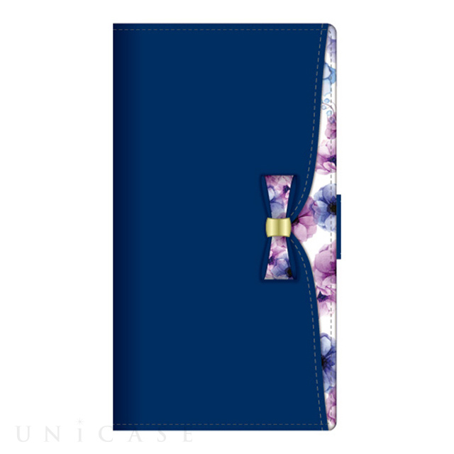 【iPhone11 ケース】手帳型ケース Bouquet (Navy)