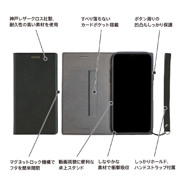 【iPhone11 ケース】耐衝撃フリップノートケース (ネイビー)goods_nameサブ画像