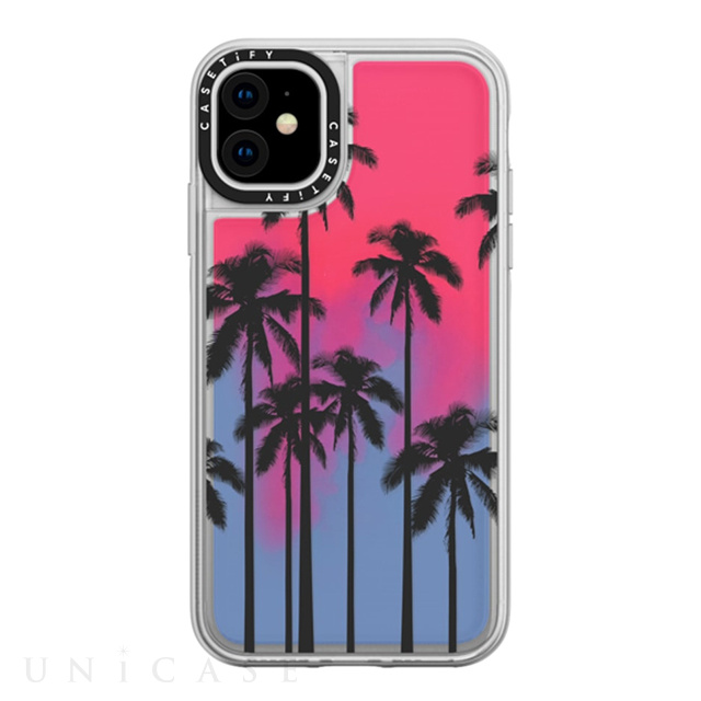【iPhone11 ケース】Black Summer Palm Tree / Neon Sand Blue Pink