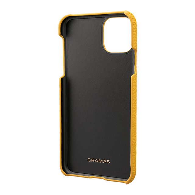 【iPhone11 Pro Max ケース】Shrunken-Calf Leather Shell Case (Yellow)サブ画像