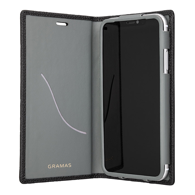 【iPhone11 Pro/XS/X ケース】Shrunken-Calf Leather Book Case (Black)サブ画像