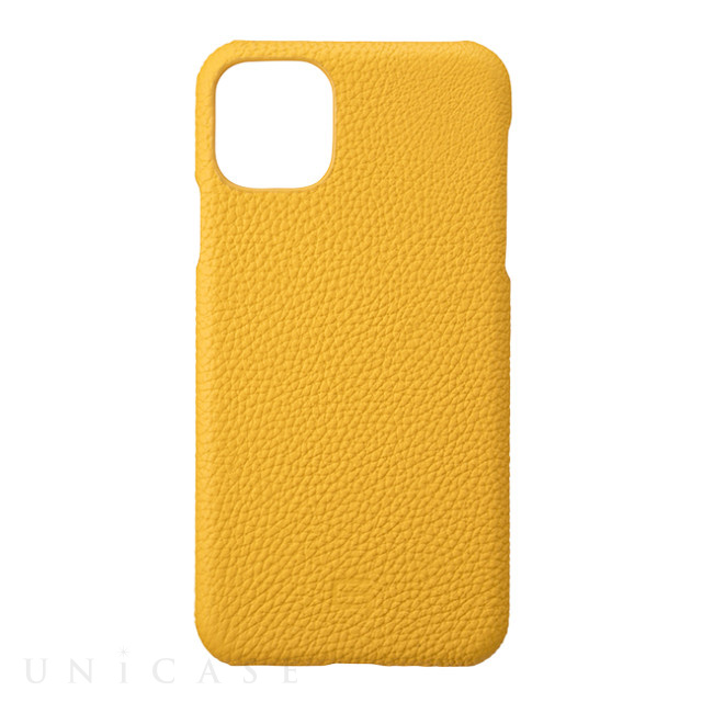 【iPhone11 Pro Max ケース】Shrunken-Calf Leather Shell Case (Yellow)