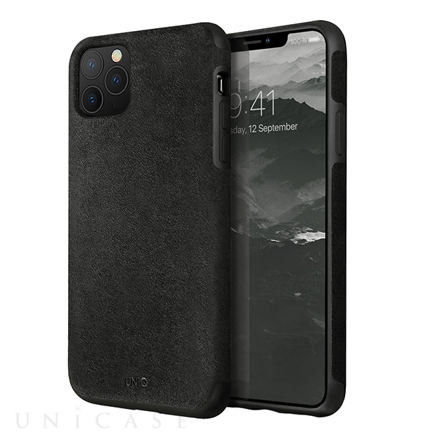 【iPhone11 Pro ケース】Sueve スエードレザー素材採用ケース (BLK)