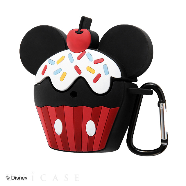 【AirPods(第2/1世代) ケース】ディズニーキャラクター/シリコンダイカット カラビナ付き (ミッキーマウス/カップケーキ)