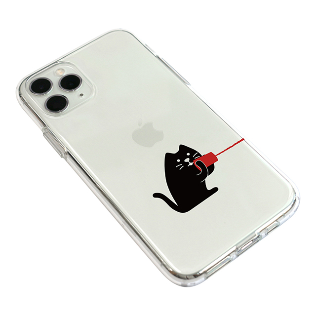 【iPhone11 Pro ケース】ソフトクリアケース (糸電話 話すネコ)サブ画像
