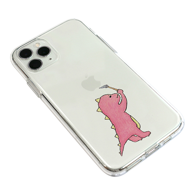 【iPhone11 Pro Max ケース】ソフトクリアケース (お絵かきザウルス ピンク)サブ画像