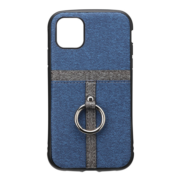 【iPhone11 ケース】ポケット＆リング付ハイブリッドタフケース (デニム調ブルー)サブ画像
