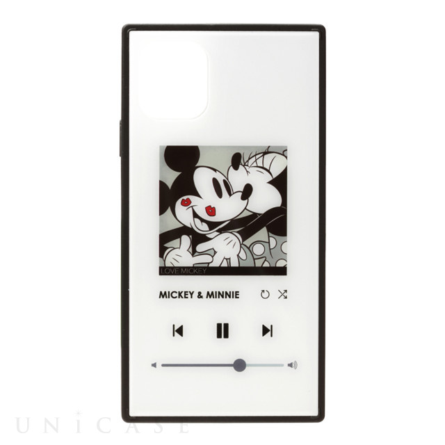 【iPhone11 ケース】ガラスハイブリッドケース (ミッキーマウス/ホワイト)
