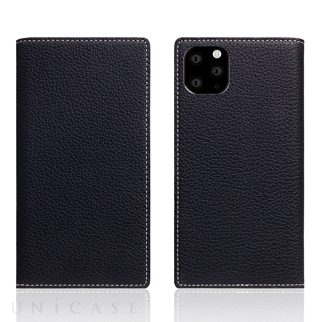 【iPhone11 Pro ケース】Full Grain Leather Case (Black Blue)