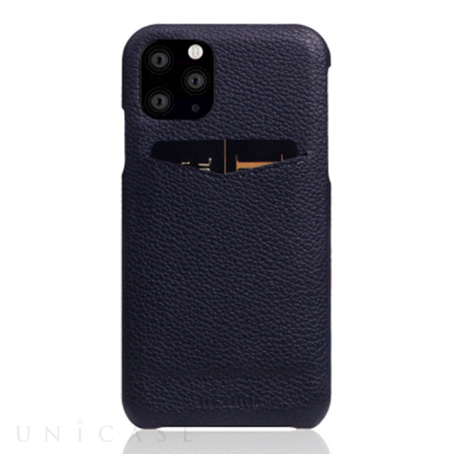 【iPhone11 Pro ケース】Full Grain Leather Back Case (Black Blue)