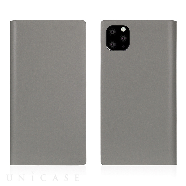 【iPhone11 Pro ケース】Calf Skin Leather Diary (Gray)