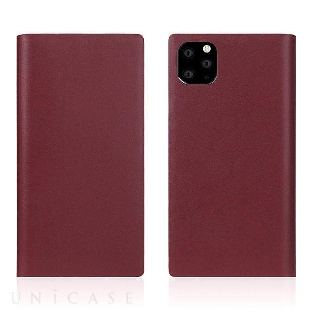 【iPhone11 Pro ケース】Calf Skin Leather Diary (Burgundy)