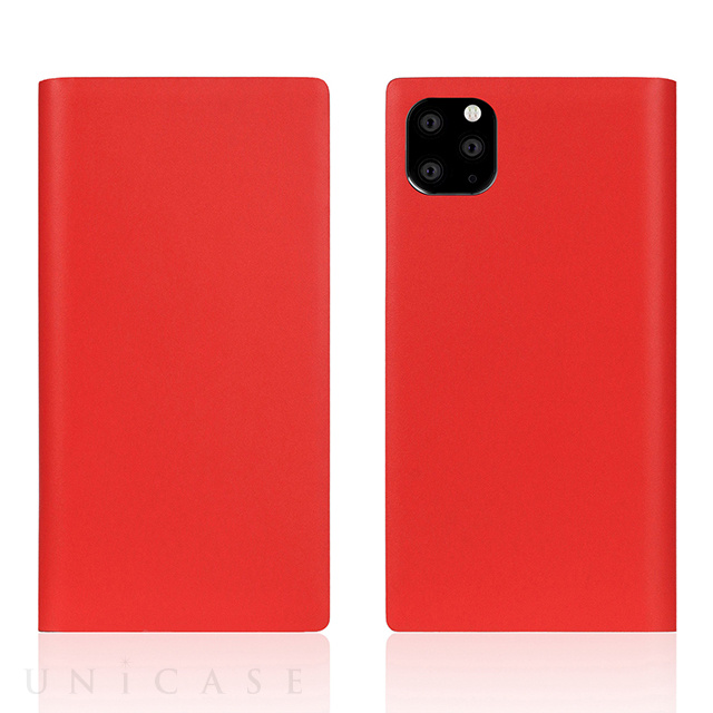 【iPhone11 Pro ケース】Calf Skin Leather Diary (Red)