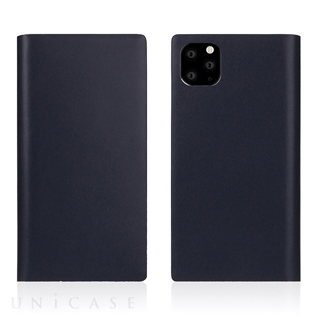 【iPhone11 Pro ケース】Calf Skin Leather Diary (Navy)