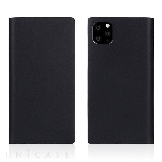 【iPhone11 Pro ケース】Calf Skin Leather Diary (Black)